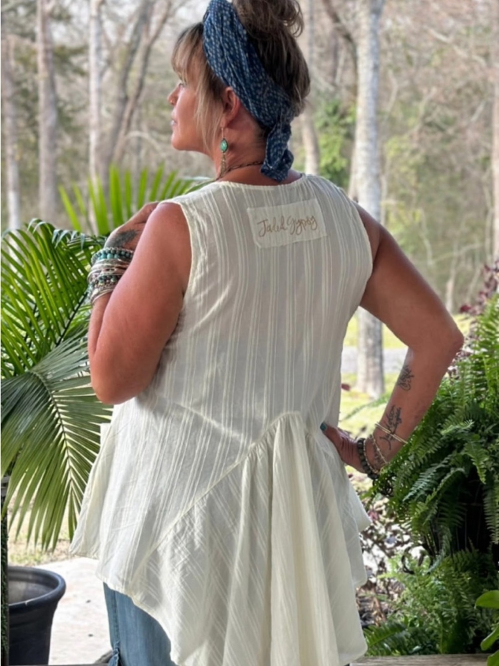 NEW Jaded Gypsy Day Break Tank - Parchment - Beautiful Back Detail